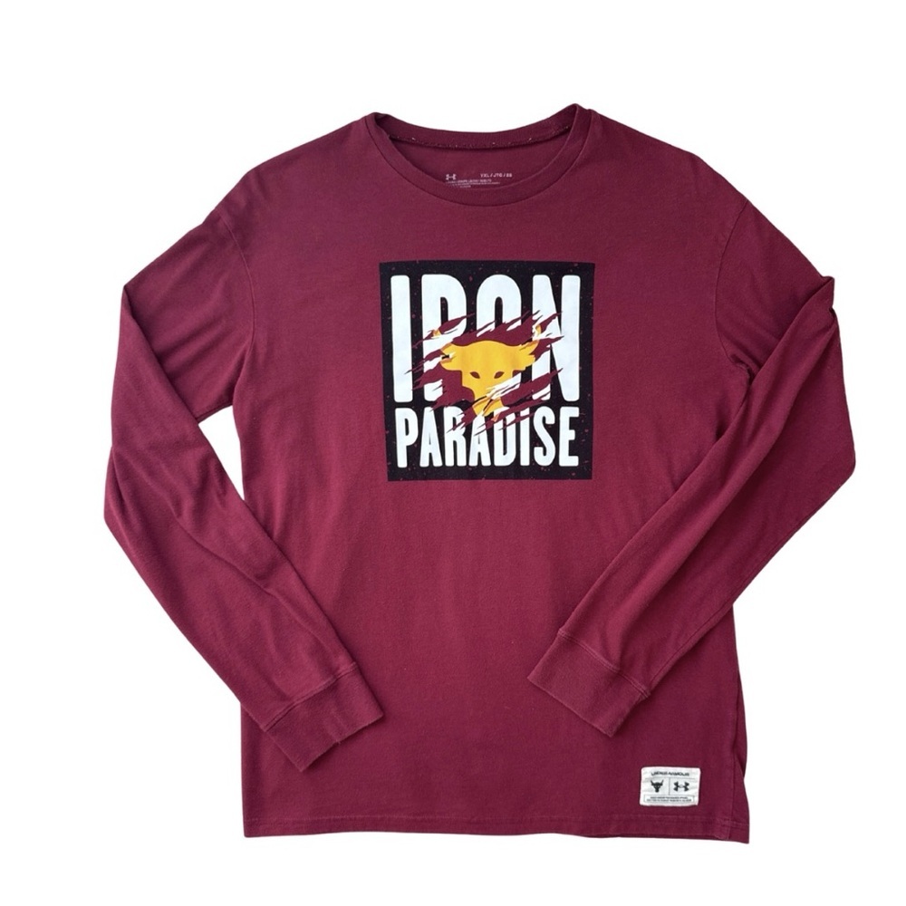 UNDER ARMOUR Iron Paradise Maroon Long Sleeve Shirt. Boys XL